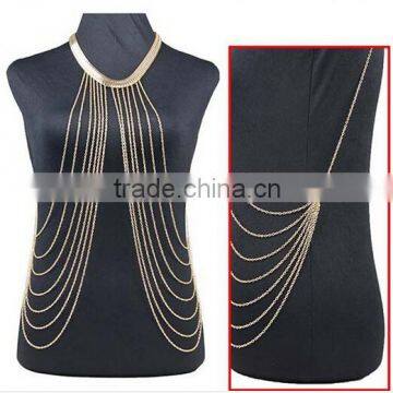 2016 Women Summer Bikini Tassels gold body jewelry, long sexy body chains