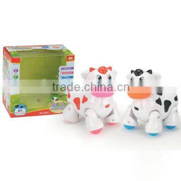 Walking cartoon cow music flash lighting toy for kids