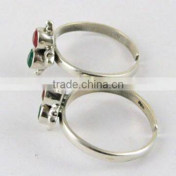 Lovely !! Red Onyx_Green Onyx 925 Sterling Silver Toe Ring For Beautiful Women, Fashion Silver Jewelry, Sterling Silver Jewelry photo-4