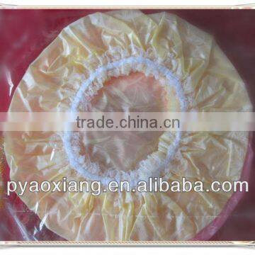 Factory supply 2pk best yellow and red environmently friendly shower caps or hats for hotel and home,etc.