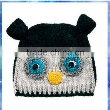 ladies Owl design with applique eye knit animal hats