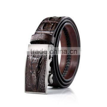 Men Vintage Automatic Buckle Crocodile Embossed Business Leather Belt Wholesale