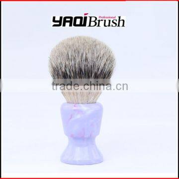 purple handle shaving brush with nylon hair and badger knot