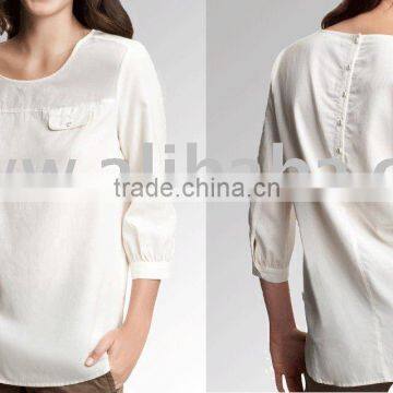 Designer bamboo tunic top with 3/4 sleeves