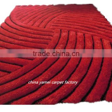 3D new design cutting design polyester shaggy silk carpet korea shaggy silk carpet guangzhou whosale price