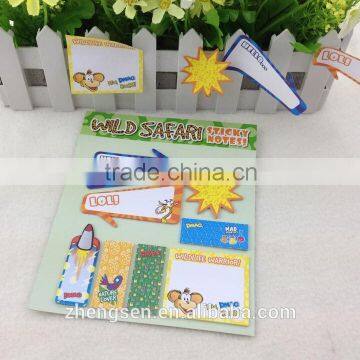 2014 mixed shaped Die cut sticky notes with paper card