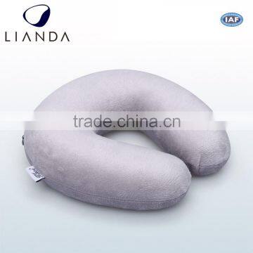 Cute Fast Delivery Plush Fabric Ergonomic Memory Foam Travel Neck Pillow With Simple Logo photo-6