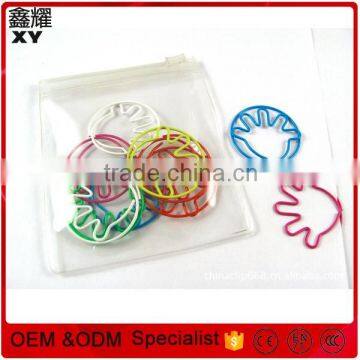 Hign quality special palm design paper clips in zipper bag