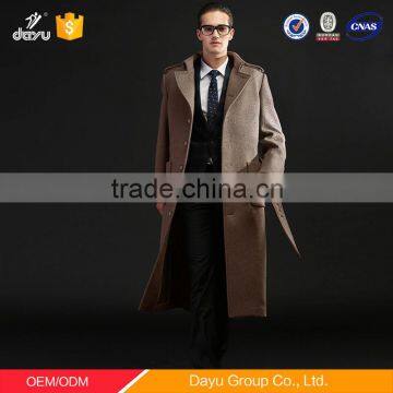 Three colors wool man coat with belt over knee long wool coat woolen jacket