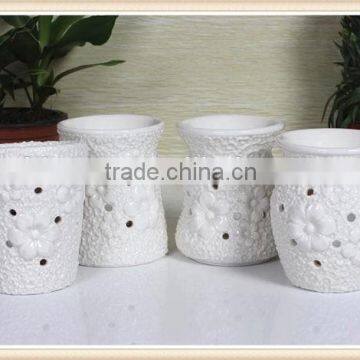 2015 new arrival ceramic white flower tealight Oil Warmer