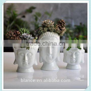 wholesale flower pots ceramic buddha plant pot head shaped planter