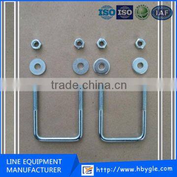 Zinc Plated Hot-rolled Steel U Bolt with Washer and Nut