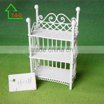 Vintage Dollhouse Wire Wicker Look Shelf Baker's Rack Miniature Toy photo-2