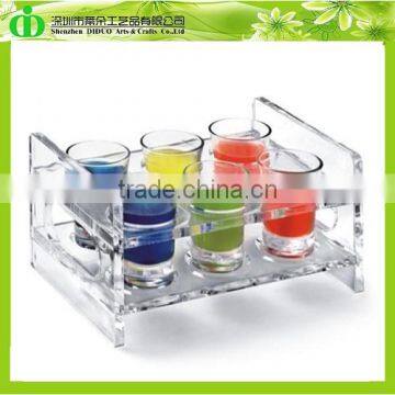 DDW-S040 ISO9001 Chinese Factory Made SGS Test Crystal Clear Plastic Cup Holder Tray for Wine Bars