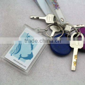 personalized printed souvenirs square blank acrylic name keychain, clear plastic acrylic key chain