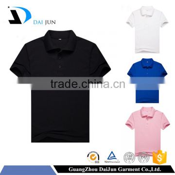 High quality plain black custom black 200g 100% pique cotton polo t shirt men