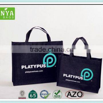 Wenzhou popular black non woven tote bags,polyester shopping bag used for promote and advertising