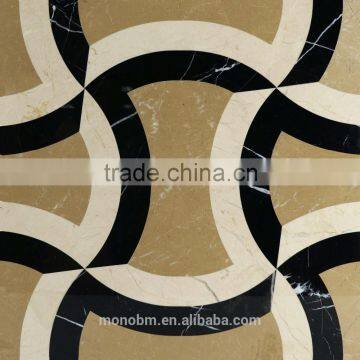 Foshan factory wall tile panel mixed nero magiua and beige color composite marble ceramic backed wall and floor