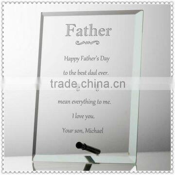 Personality Engraved Clear Glass Plaque For Father's Souvenir