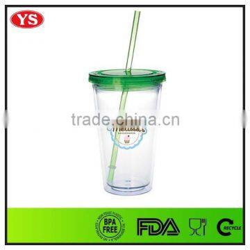 16oz Bpa Free Plastic Beverage to go Tumbler With Straw