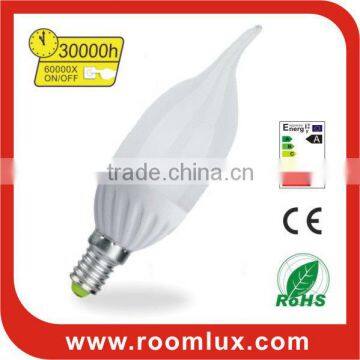 E27/E14/E17 ultra bright LED candle bulb & chandelier light 3W Dia38X125mm