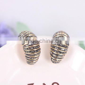NEW Design Gold Cuff Earring, Pave Crystal Brass Golden Earring Jewelry photo-2