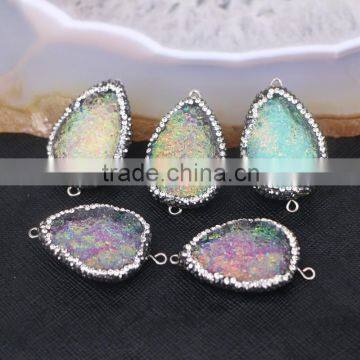 Titanium Resin Druzy Beads, Free Form Pave Crystal Rhinestone Gem Connectors, For Jewelry Making