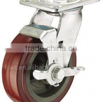 Industrial Casters With Double Brake Roller Bearing PVC Caster Wheel