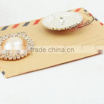 Oval Pearl&Crystal Rhinestone Button for Wedding Invitation Card photo-5