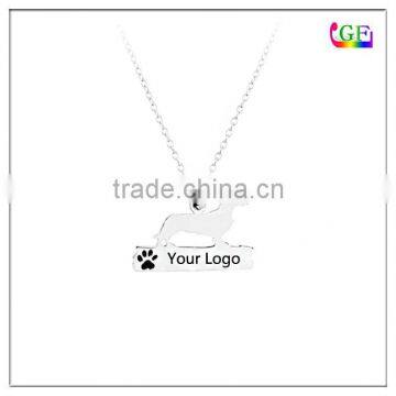 Zinc alloy Silver tag dog shape necklace