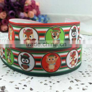 Holiday printing grosgrain ribbon Christmas animal ribbon 156-022