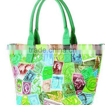 2015 Full Color Canvas Tote Bag Leather Handle photo-3