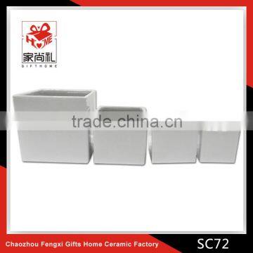 Ceramic square white planter