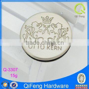 be spoke zinc alloy logo plate for bag