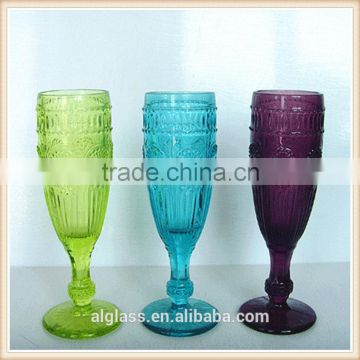 embossed short stem wine glass champagne glass