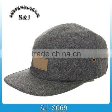 5 panel cap with leather patch leather back cap and hat