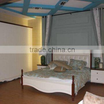 FUTURE Korea's Rural Style Solid Wood White Bed With Fabric for Bedroom Furniture Design photo-6