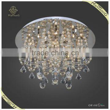 2015 Hot sale classic hanging crystal LED ceiling light with stainless steel canopy