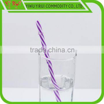 7.5*230mm colorful pp stripes drinking straws with ring