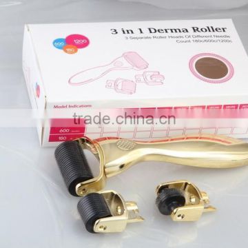 New & Golden 3in1 1200 titanium disk needle therapy body China derma roller dns Skin Roller