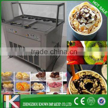Square 2+5 Two comperssor fast cooling ice pan fried ice cream machine thailand