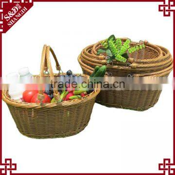 S&D Eco-friendly Rattan Cheap Furable Decorative Hand-crafted Shopping Wicker Basket With Handle photo-3