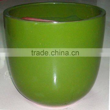 Yellow pottery planter with egg shape from China factory