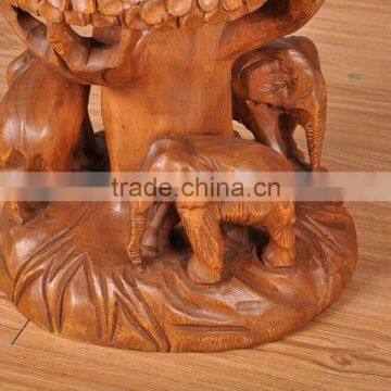 Thailand Style Solid Wood Carved Forest Elephant Little Chair, New Design Handcarved Shoe Changing Chair (BF01-X1175) photo-5