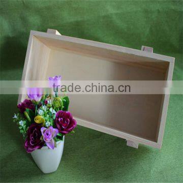 Unfinished Rectangle Pine Wooden Basket for Fireplace or Wastepaper photo-5