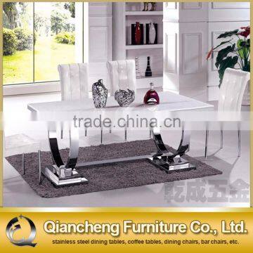 Fashionable Silver Frame Dining Table With Marble Top photo-3