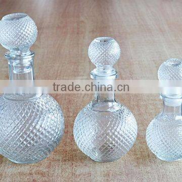 3pcs glass vase set with embossment