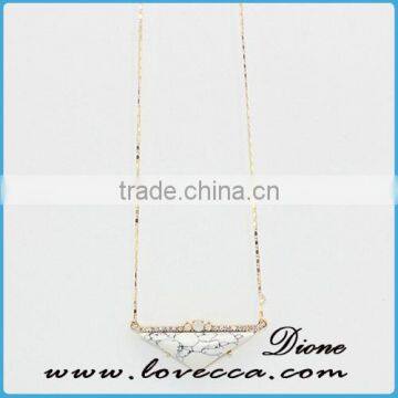 Cheap Raw Turquoise Gold Necklace Triangle Gemstone Pendant Necklace photo-2