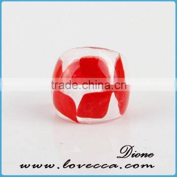 Red Flower Resin Ring Resin Inlay Rings, Handmade Eco-friendly Resin Rings for Women photo-3