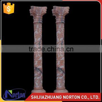 sunset red roman column carving flowers stone column NTMF-C210S